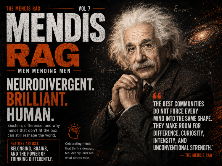 The Mendis Rag Vol 7 hero image about neurodivergence, Einstein and thinking differently